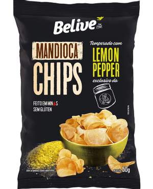Produto Belive chips de mandioca 50g sabor lemon pepper foto 1