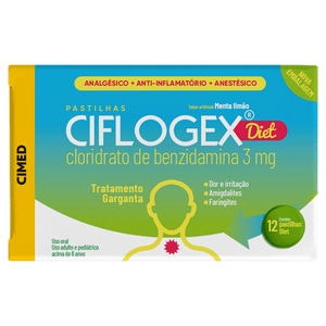 Produto Ciflogex menta limão diet 12 pastilhas cimed
 foto 1