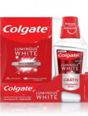 Produto Creme dental 70g colgate luminous white kit com 3 unidades gratis enxaguante bucal 250 ml foto 1