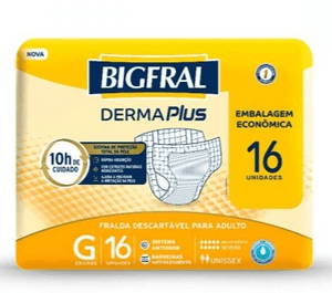 Produto Fralda descartavel para incontinencia bigfral derma plus embalagem economica tamanho g com 16 unidades
 foto 1