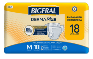 Produto Fralda descartavel para incontinencia bigfral derma plus embalagem economica tamanho m com 18 unidades
 foto 1