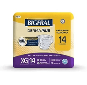 Produto Fralda descartavel para incontinencia bigfral derma plus embalagem economica tamanho xg com 14 unidades
 foto 1