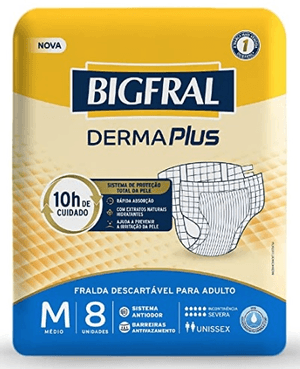 Produto Fralda descartavel para incontinencia bigfral derma plus tamanho m com 8 unidades foto 1