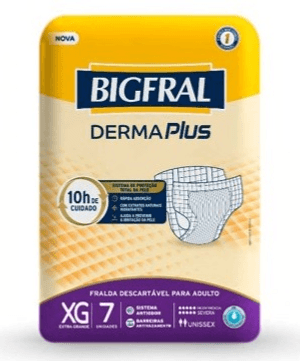 Produto Fralda descartavel para incontinencia bigfral derma plus tamanho xg com 7 unidades foto 1