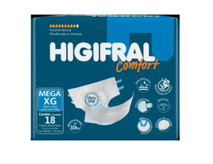 Produto Fralda descartável para incontinência higifral confort mega tamanho xg foto 1