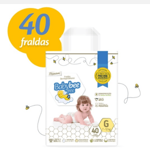 Produto Fralda descartavel infantil baby bee free dermoprotetora tamanho g pacote com 40 unidades foto 1