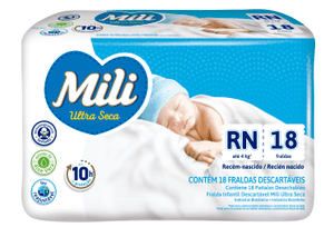 Produto Fralda descartável infantil mili ultra seca rn com 18 unidades foto 1
