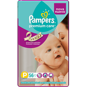 Produto Fralda  infantil  pampers premium care mega  tamanho p com 56 unidades foto 1