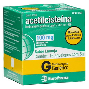 Produto Acetilcisteina 100mg caixa com 16 envelopes genérico eurofarma foto 1