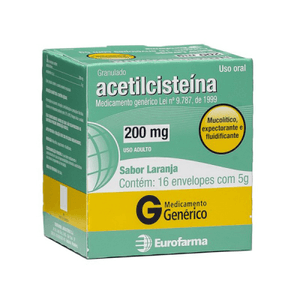 Produto Acetilcisteina 200mg caixa com 16 envelopes genérico eurofarma foto 1