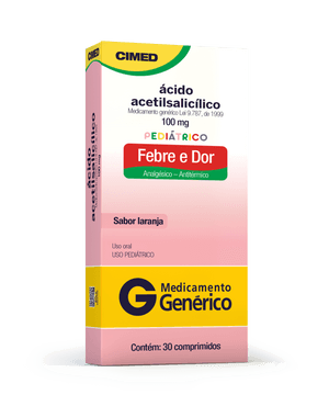 Produto Acido acetilsalicilico 100mg caixa com 30 comprimidos uso pediatrico generico cimed foto 1