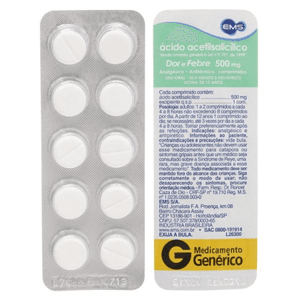Produto Acido acetilsalicilico 500 mg com 10 cpr ems - generico foto 1