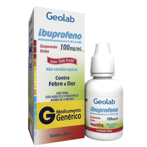 Produto Ibuprofeno 100 mg 20 ml gotas geolab generico foto 1