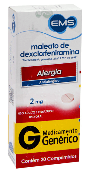 Produto Maleato dexclorfeniramina 2 mg com 20 comprimidos ems - generico foto 1