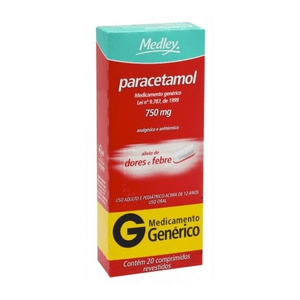 Produto Paracetamol 750mg caixa com 20 comprimidos generico medley foto 1
