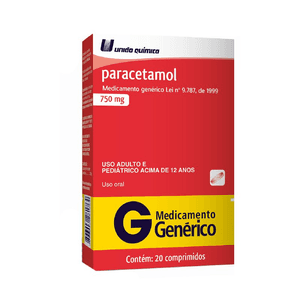 Produto Paracetamol 750mg caixa com 20 comprimidos genérico união quimica foto 1