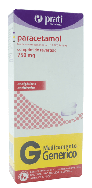 Produto Paracetamol 750 mg com 24 comprimidos prati-donaduzzi - generico foto 1