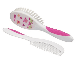 Produto Kuka conjunto infantil escova + pente para cabelo soft rosa foto 1
