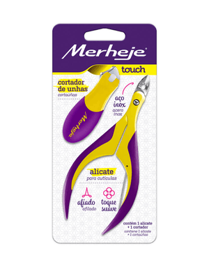 Produto Conjunto merheje touch cortador de unha + alicate para cutículas amarelo/violeta foto 1