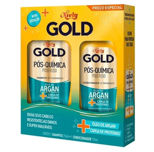 Produto Kit niely gold pos-quimica poderoso shampoo 275ml + condicionador 175ml foto 1