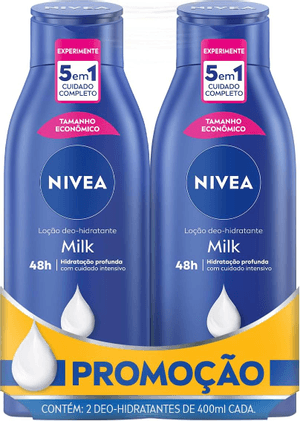 Produto Kit loção hidratante body milk pele extra seca 2 unidades com 400ml nivea foto 1