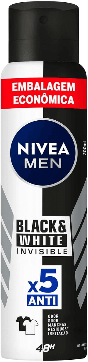 Produto Desodorante aerosol black & white invisible men 48h  200ml nivea foto 1