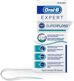 Produto Fio dental expert super floss 50 unidades oral-b foto 1