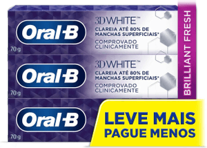 Produto Kit pasta de dente 3d white 3 unidades de 70g oral-b foto 1