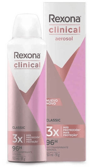 Produto Desodorante aerosol antitranspirante rexona clinical classic feminino 150ml
 foto 1