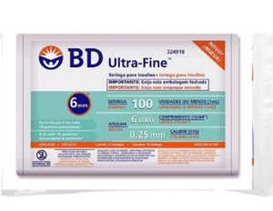 Produto Seringa para insulina bd ultra fine 100ui agulha curta 0,25x6mm 10un foto 1