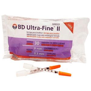 Produto Seringa para insulina bd ultra fine 30ui agulha curta 0,30x8mm 10un foto 1