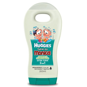 Produto Shampoo infantil + condicionador huggies turma da monica 2 x 1  extra suave 200ml foto 1