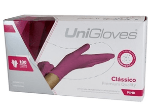 Produto Luva de procedimento unigloves premium quality pink tamanho m caixa com 100 unidades com po foto 1
