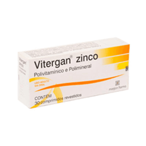 Produto Vitergan zinco com 30 comprimidos foto 1