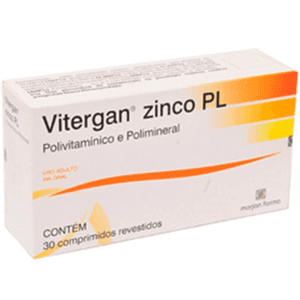 Produto Vitergan zinco pl com 30 comprimidos foto 1